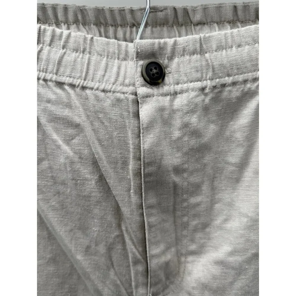28 Palms Mens XL Linen Blend Pants Elastic Waist Beige Straight Leg 30x29